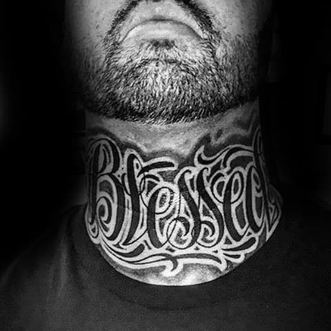 Mens Blessed Neck Tattoo Design Ideas
