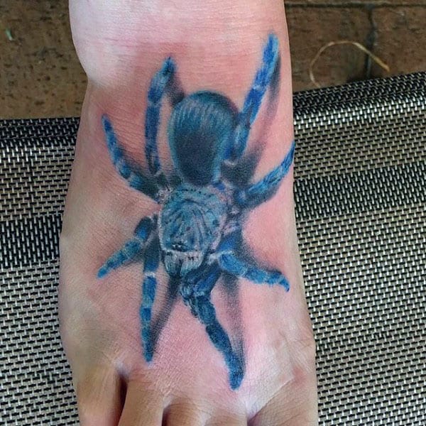 Mens Blue Tarantula Foot Tattoo