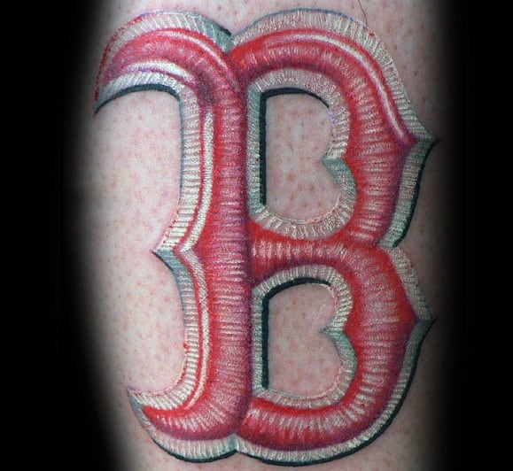 Mens Boston Red Sox Tattoo With 3d Design On Arm