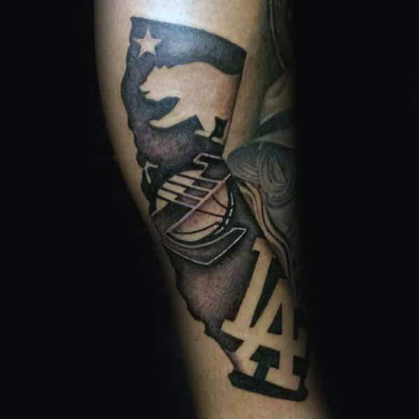 Mens California Bear Los Angeles Forearm Tattoo