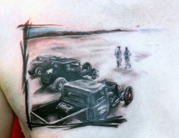 Men's Car Engine Tattoos On Beach