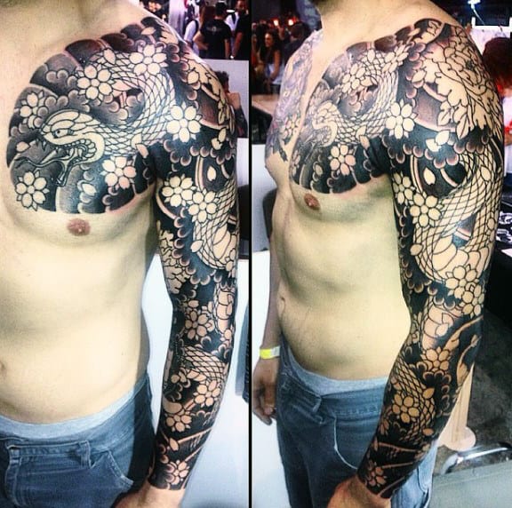 Men's Chest Flower Tattoos