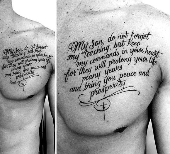 Mens Chest Sayings Of Dad Tattoo