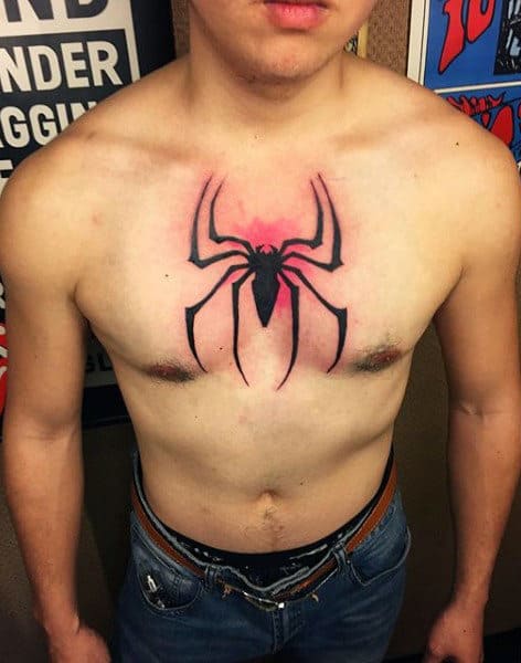 Mens Chest Spider Tattoo