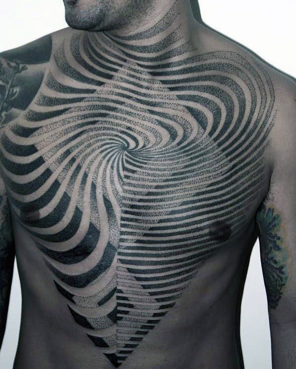 Lines Men's Chest Tattoos