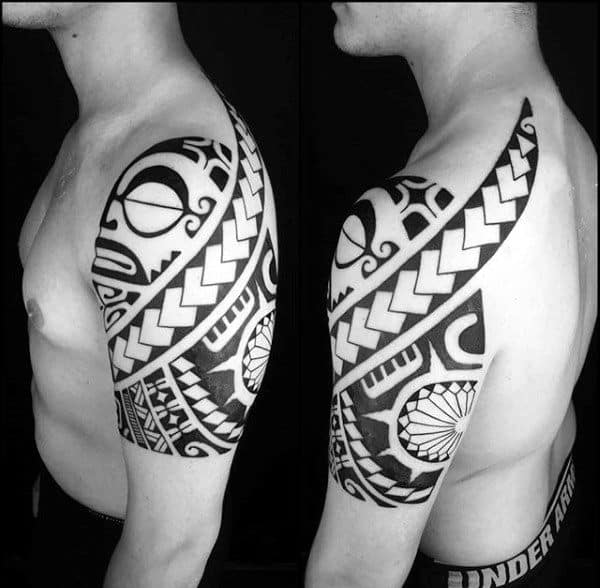 Mens Classic Tribal Shoulder Hawaiian Themed Tattoos