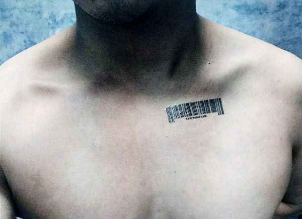 Mens Collar Bone Barcode Tattoo Ideas