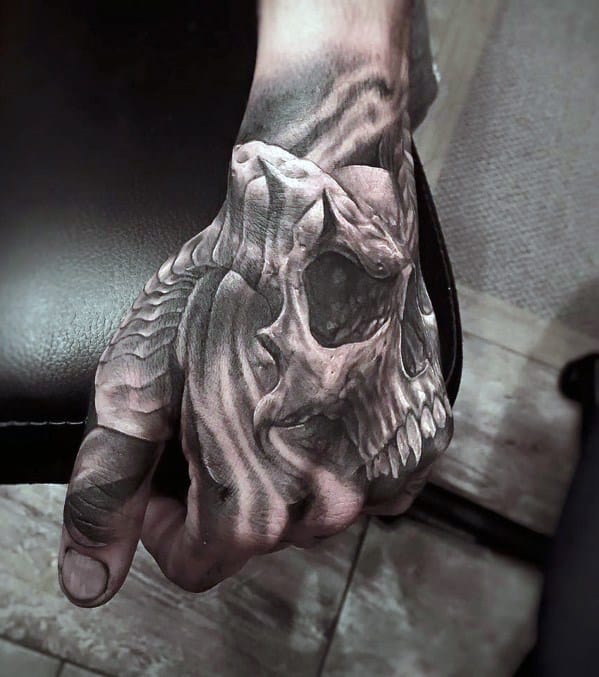 Mens Cool Badass Skull Hand Tattoo Ideas