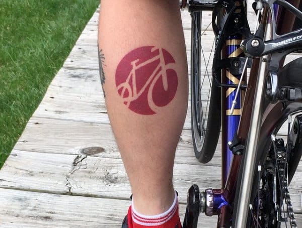 Mens Cool Bicycle Tattoo On Calves