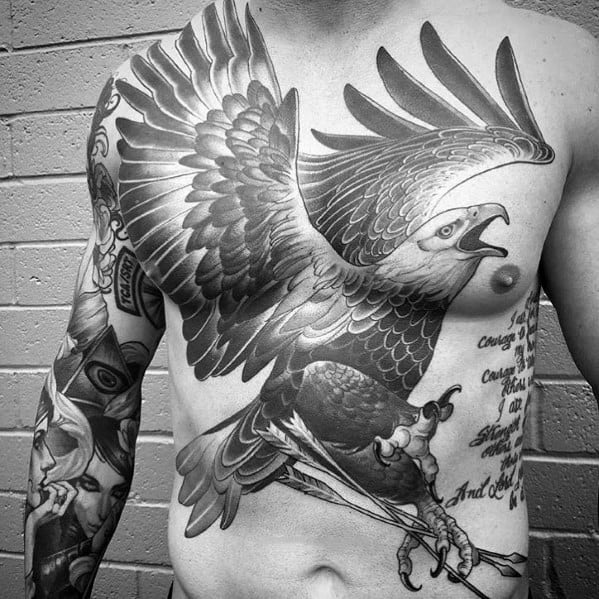 Mens Cool Big Tattoos Eagle On Chest