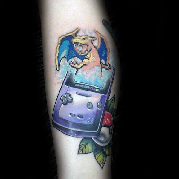 Alex & Christian Best Friends on Instagram: “🔥 Incredible Gameboy Color &  Charizard tattoo for #pokemonday #4 tha… | Nintendo tattoo, Pokemon tattoo,  Gaming tattoo