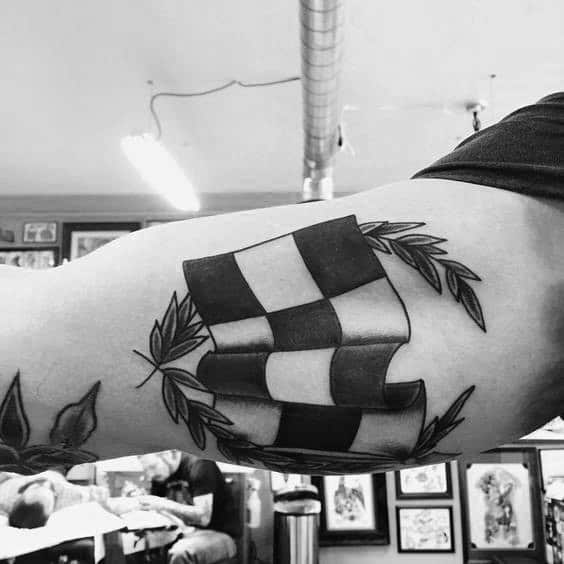 Mens Cool Checkered Flag Tattoos