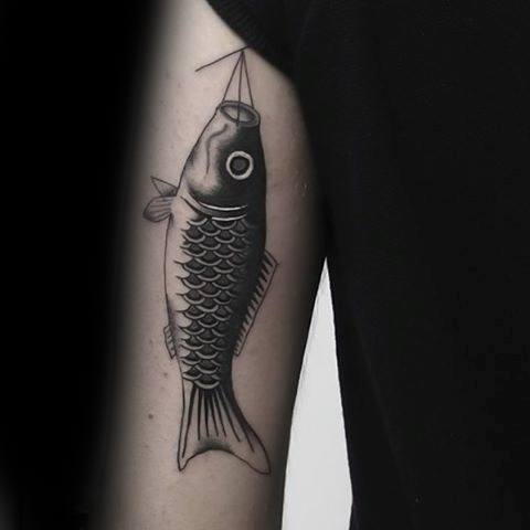 Mens Cool Fish Kite Tattoo Ideas On Back Of Arm