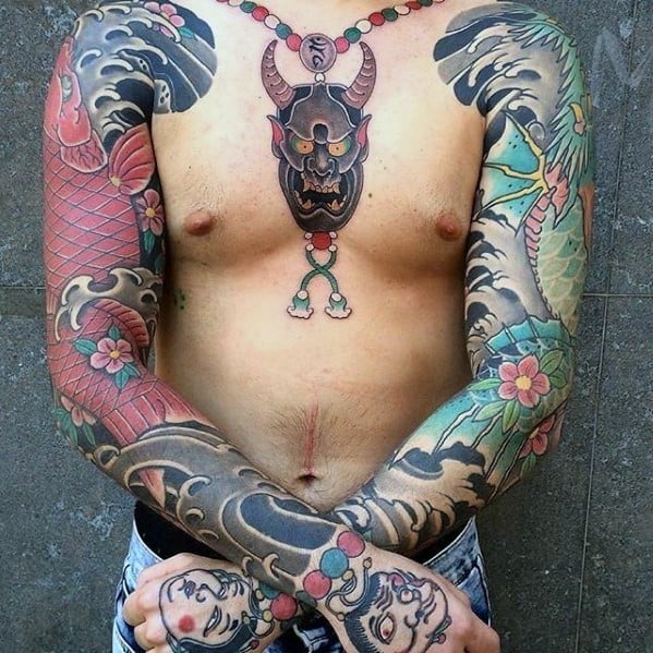 Mens Cool Incredible Japanese Sleeve Tattoo Ideas