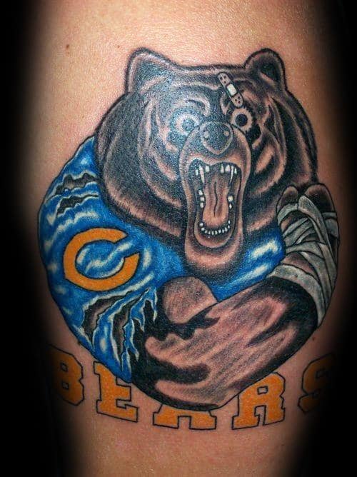 Mens Cool Leg Calf Chicago Bears Tattoo Ideas