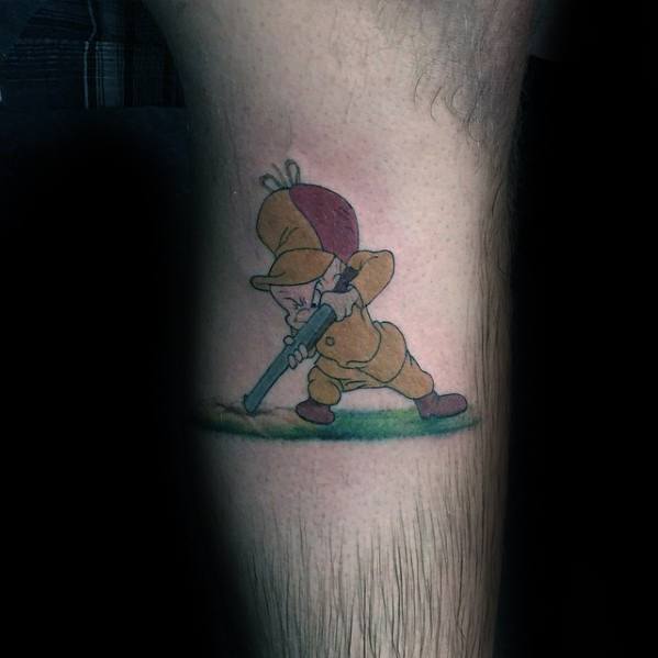 Mens Cool Looney Tunes Tattoo Ideas Elmer Fudd Side Of Leg