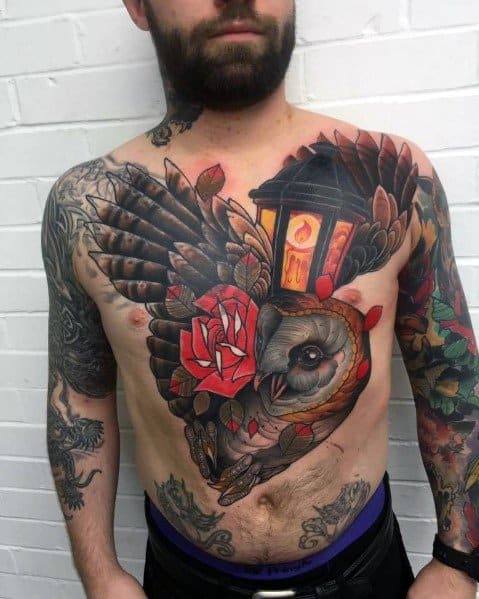 Mens Cool Neo Traditional Owl Tattoos