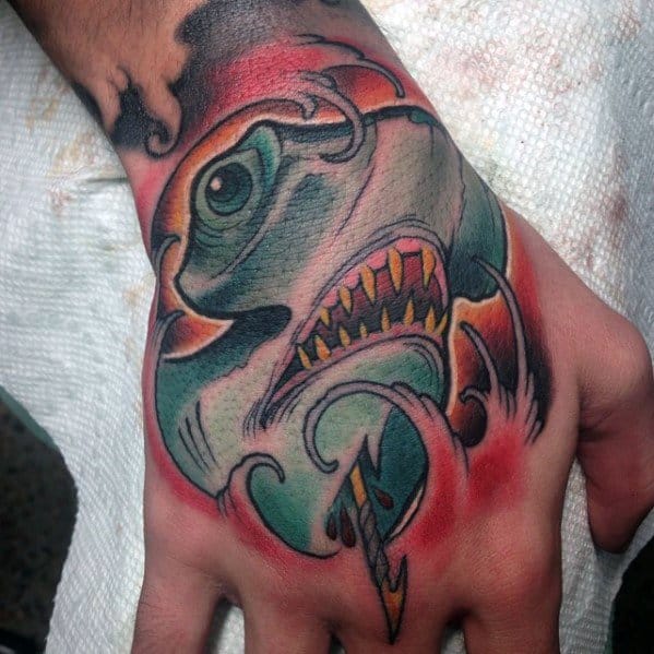 Mens Cool Neo Traditional Shark Tattoo Ideas