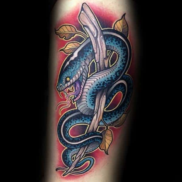 mens-cool-neo-traditional-snake-tattoos