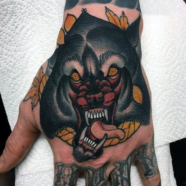 Mens Cool Neo Traditional Wolf Tattoos