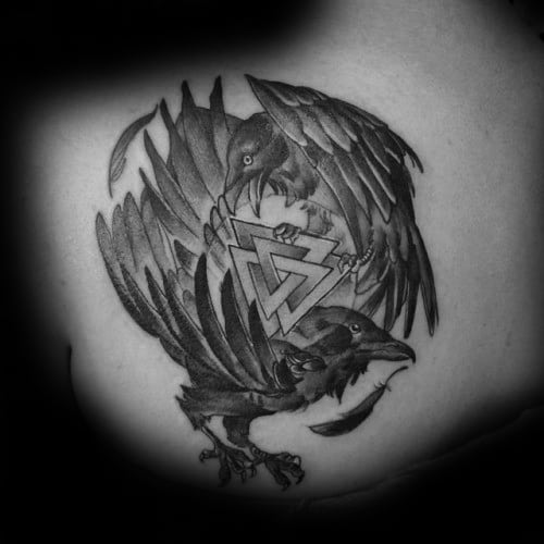 Mens Cool Odins Ravens Tattoo Design Inspiration