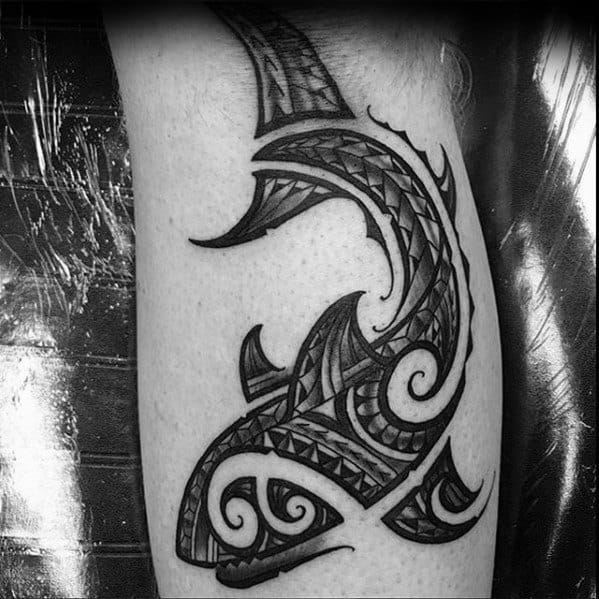 Mens Cool Polynesian Shark Tattoo Ideas