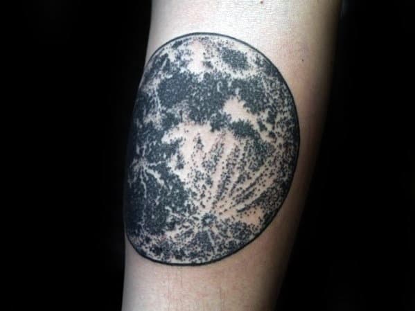 Mens Cool Realistic Moon Inner Forearm Tattoo