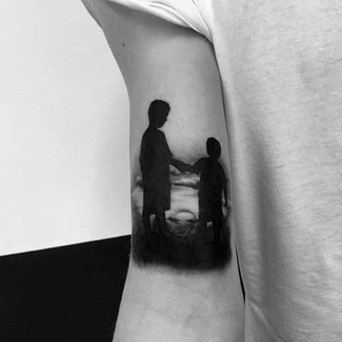 mens cool silhoueete arm tattoo designs of brothers