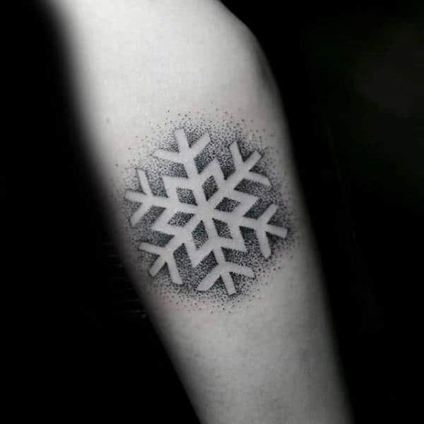 Mens Cool Snowflake Inner Forearm Dotwork Tattoos