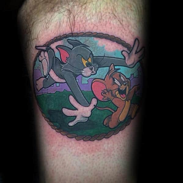 Mens Cool Tom And Jerry Tattoo Ideas