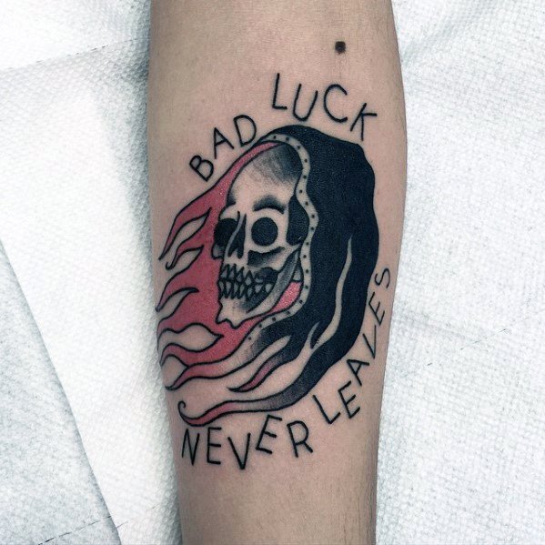 Mens Cool Traditional Reaper Tattoo Ideas On Inner Forearm