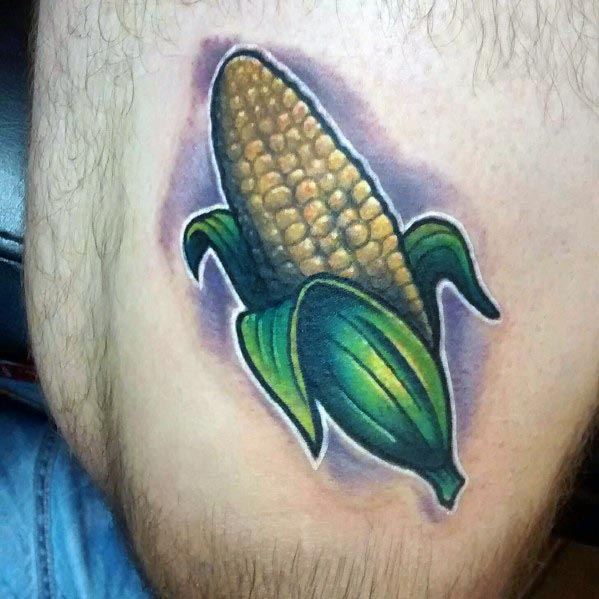 Mens Corn Tattoo Ideas On Shoulder With New School Design