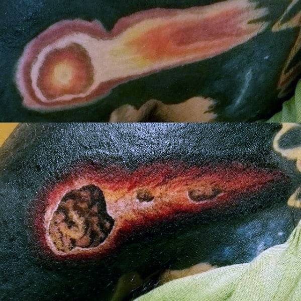 mens cover up comet arm tattoo designs