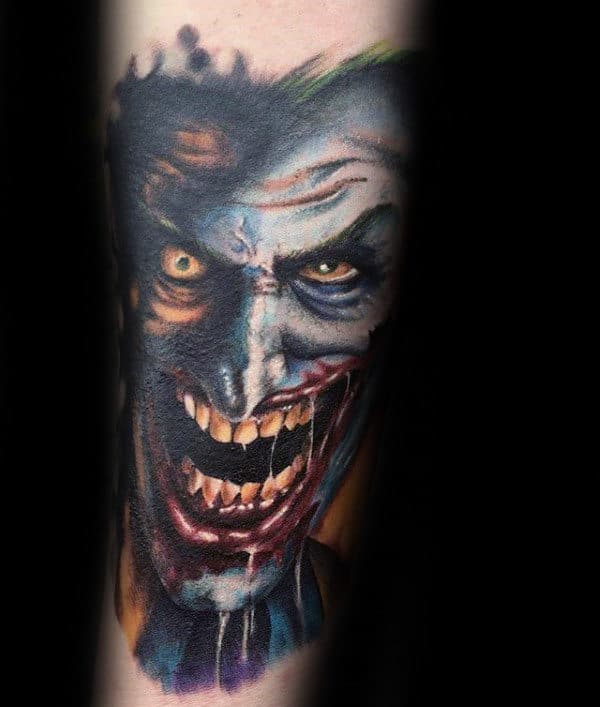 Mens Crazy Joker Inner Forearm Tattoos