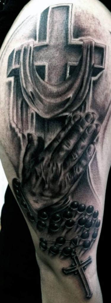 mens-cross-sleeve-tattoos