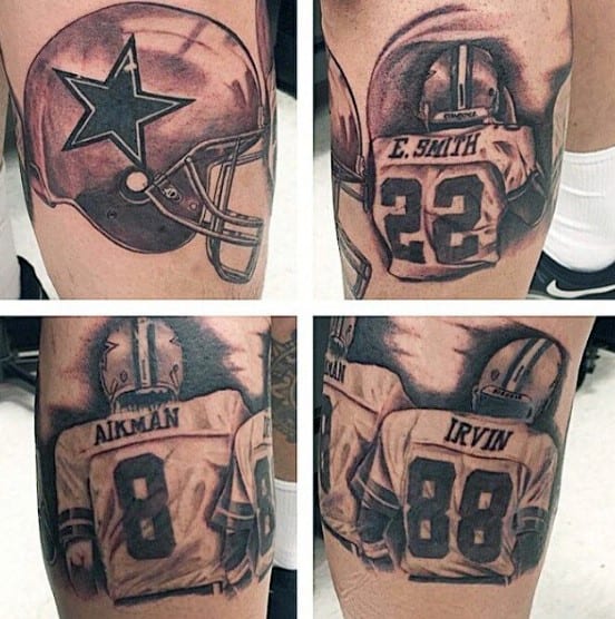 Mens Dallas Cowboys Helmet And Football Player Arm Tattoos
