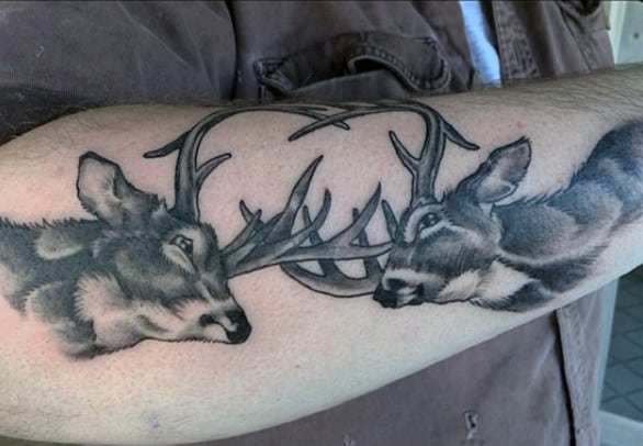 Mens Deer Antler Tattoo On Bicep