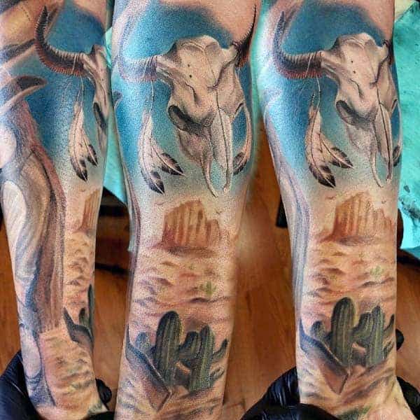 mens-deset-bull-skull-sleeve-tattoos