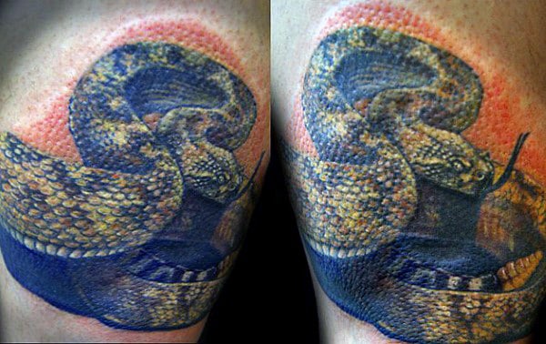 Mens Detailed Rattlesnake Tattoo Designs On Arm