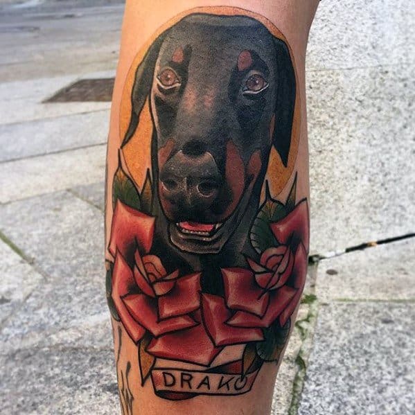 Mens Doberman Pinscher Dog Tattoo Design Ideas