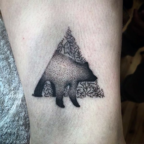 Mens Dotted Wild Animal In Triangle Tattoo On Arms