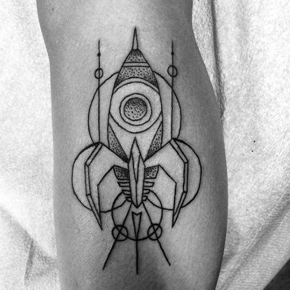 Tattoo tagged with: small, jin, astronomy, line art, rocket, planet, tiny,  travel, ankle, ifttt, little, minimalist, saturn, fine line | inked-app.com
