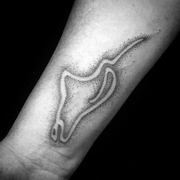 Mens Dotwork Manta Ray Inner Forearm Negative Space Tattoo Design Inspiration