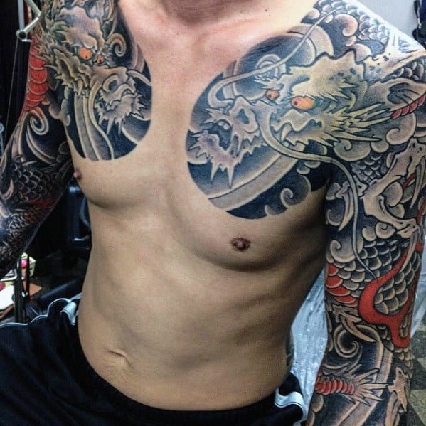 Men's Dragon Tattoo On Chest