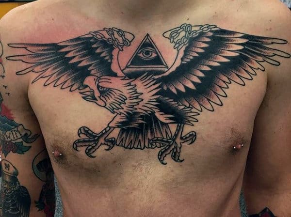 Men's Eagle Chest Tattoos With Pyramid