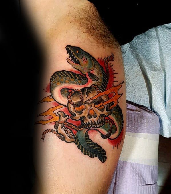 Mens Eel Tattoo Design Ideas On Inner Arm Bicep