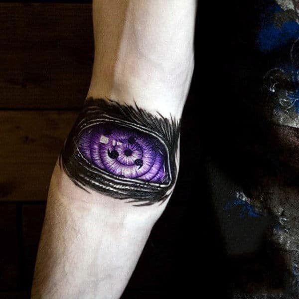 Mens Elbows Purple Eye Tattoo