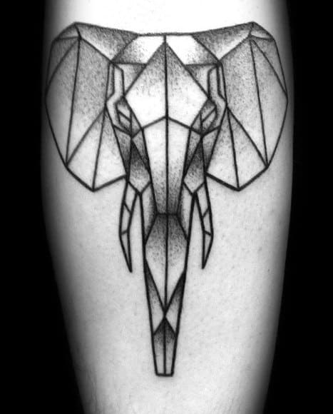 Mens Elephant Geometric Animal Tattoo Design Inspiration
