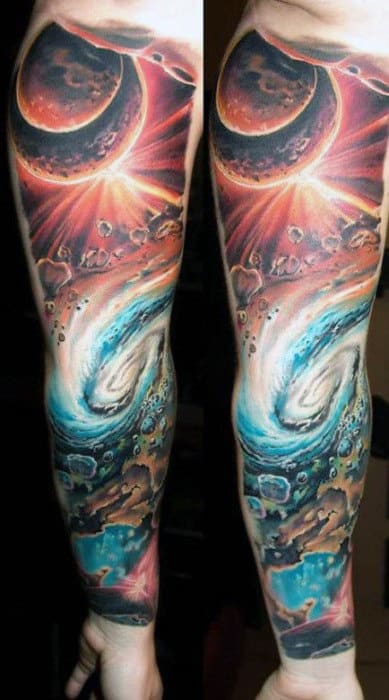 Mens Epic Universe Tattoo On Sleeve