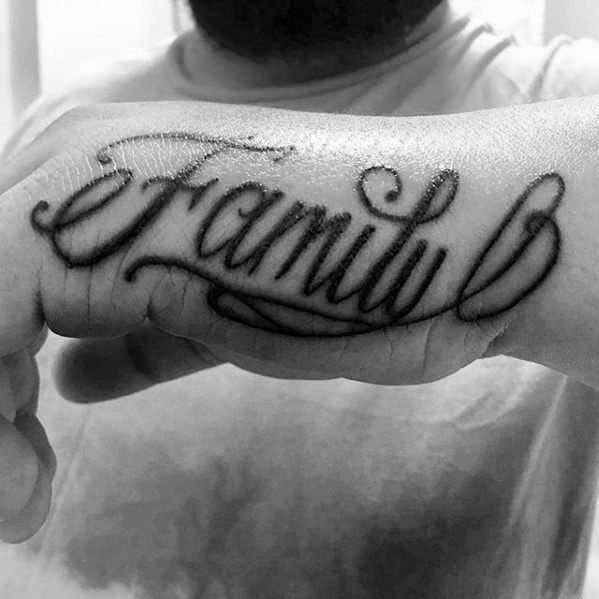 mens-family-script-side-hand-tattoo-design-inspiration